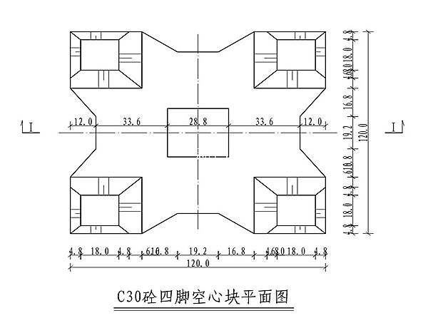 四脚空心方块模具